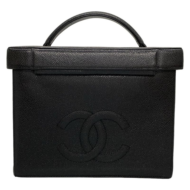 Chanel Vanity Bag - Black With Gold Hardware / Mirror