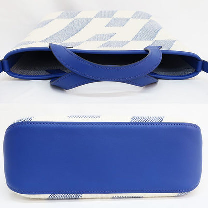 Hermes Ambie PM Handbag Shoulder Bag 2WAY Blue-white U Stamp Canvas