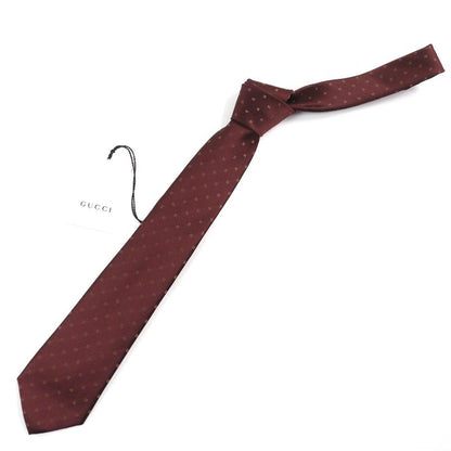 Gucci 406354) 100% Silk All-over Webline Design GG Pattern Lining Tie Bordeaux