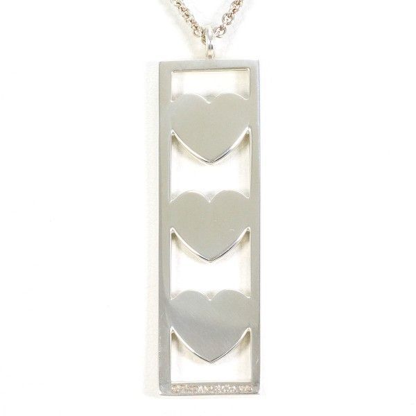 Tiffany & Co Triple Heart Silver Necklace Box Bag Total Weight Approx 92g