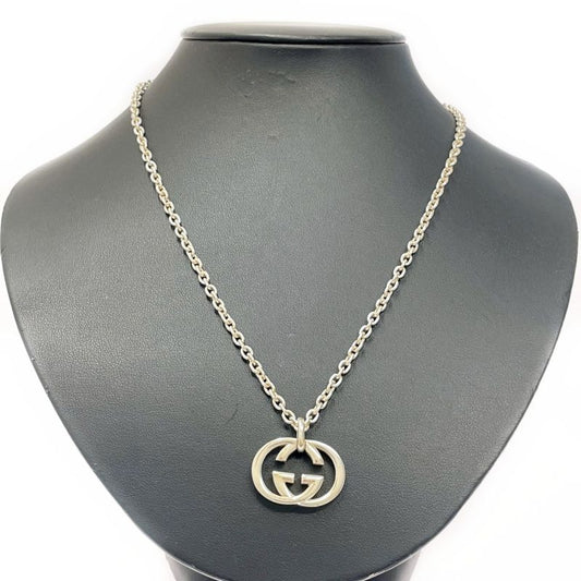 Gucci Silver Interlocking Double G Necklace 24.6g 925 Engraved 350138 Necklace