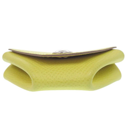 Hermes Le Van Cattle Coin Case Epson Lime Stamped Q Coin Purse 0448 Hermes