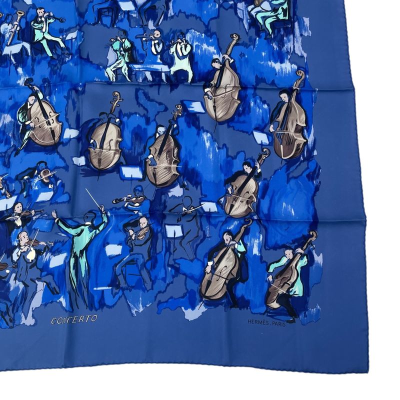 Hermes Carré 90 Large Silk Scarf Concerto Blue