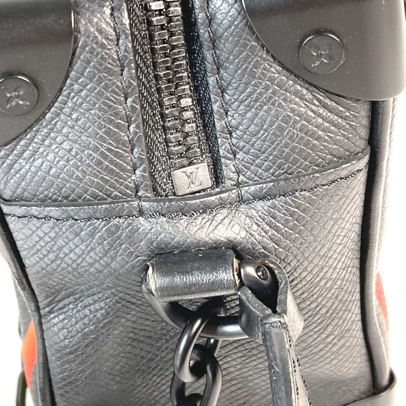 Louis Vuitton Shoulder Bag Mini Soft Trunk M30351 Taiga Leather Black