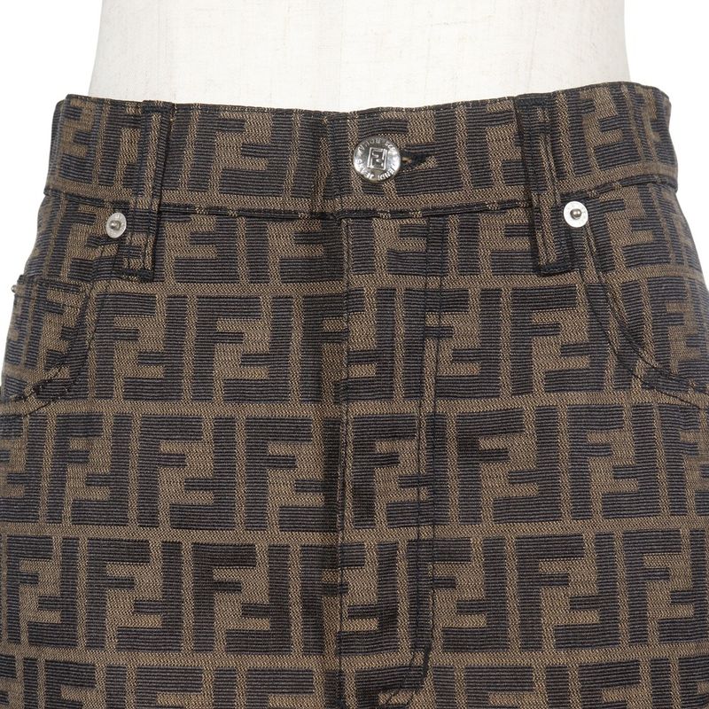 Fendi Tight Skirt Zucca Pattern 09.541310 66960 Polyester And Cotton Brown