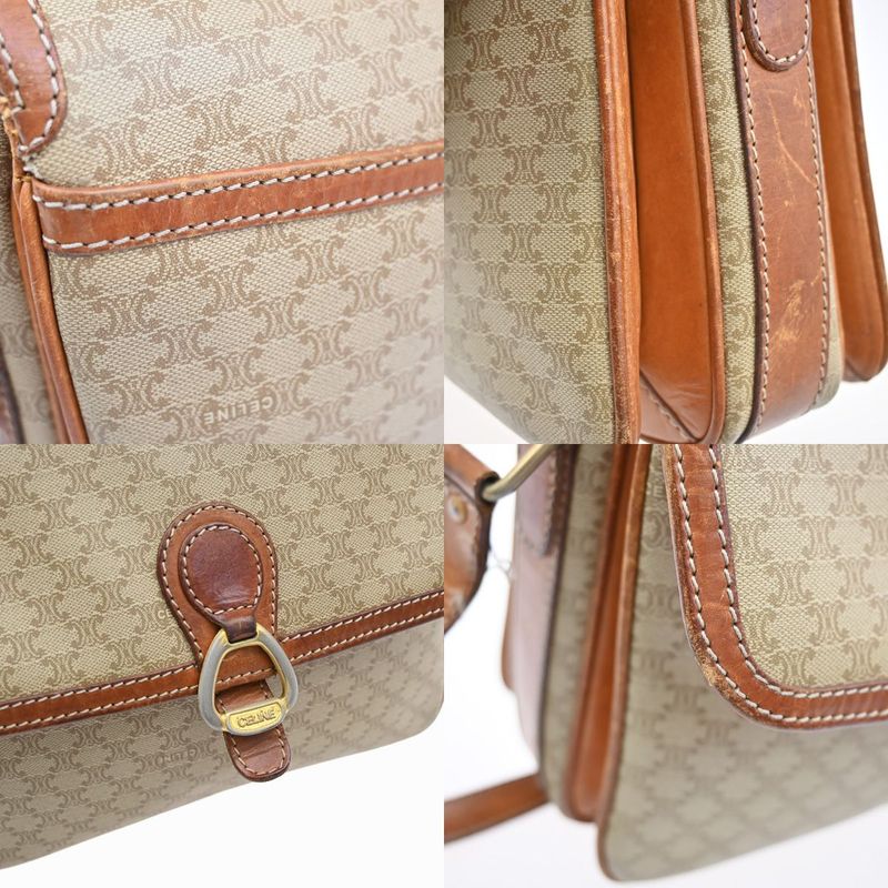 Celine Shoulder Bag Macadam Pattern Brown Leather 04ka747