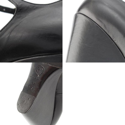 Chanel Coco Mark Bijoux Studded Heel Shoes Pumps Black 37