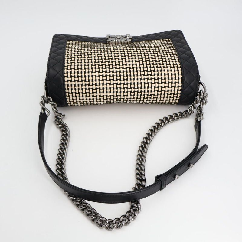 Chanel Boy Chanel Matelasse Chain Shoulder Bag Leather Lambskin Light Beige