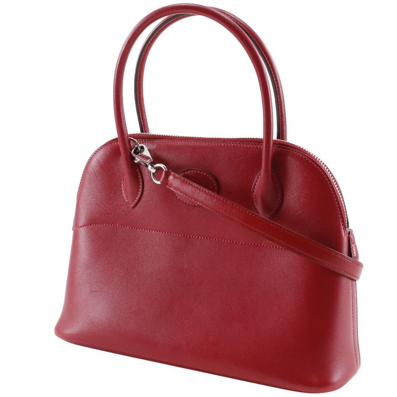 Hermes Bolide 27 2WAY Shoulder Box Calf Rouge Cazac □M Ladies Handbag
