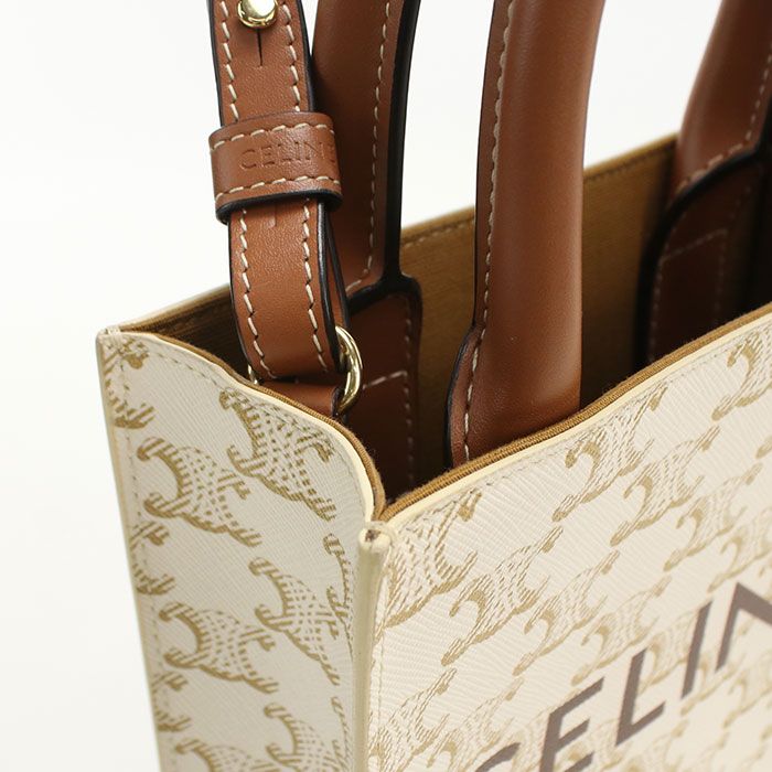 Celine Mini Vertical Cabas Triomphe Canvas 19437 2BZK 01BC Handbag PVC Ladies