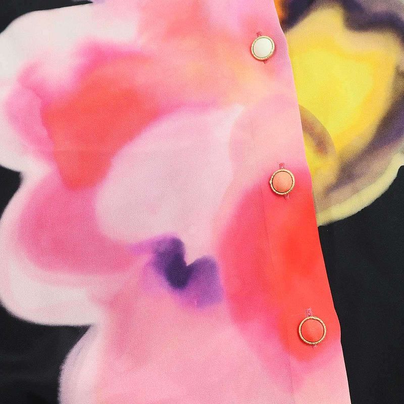 Chanel 15ss Flower Silk Shirt P51441v38310 Black Mix 44