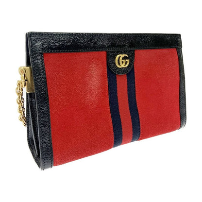 Gucci 503877 and 520981 Sherry Line Leather Suede Ophidia Shoulder Bag Red
