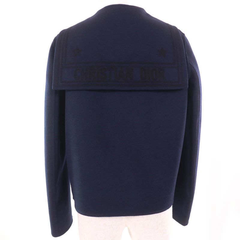 Christian DIOR 2r0c48x1116 Wool Rabbit Blend Sailor Collar Jacket Navy 40 Made