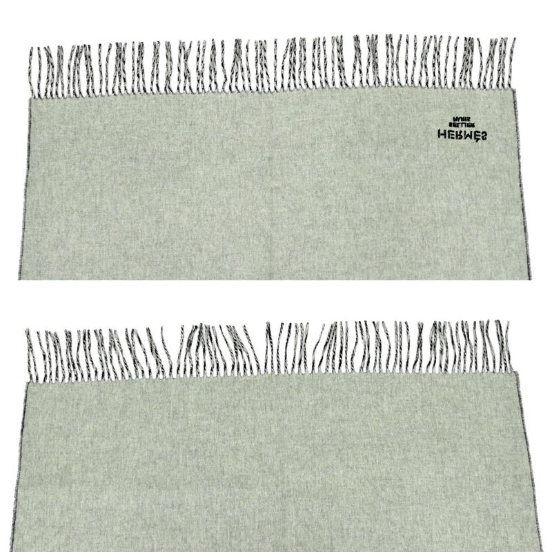 Hermes Muffler - Shawl Double Face Black Beige Cine Cashmere 100%