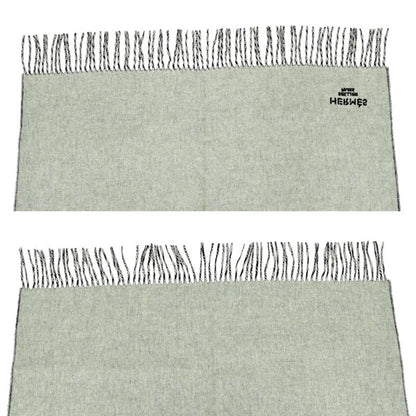 Hermes Muffler - Shawl Double Face Black Beige Cine Cashmere 100%