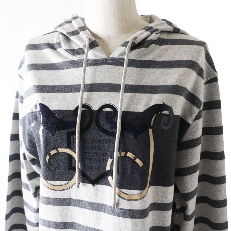 Hermes 21SS L'instruction Du Roy Imperialisme Hoodie Dress Gray Striped 34 Made