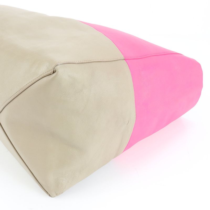 Celine Horizontal Cabas Leather Tote Bag Shoulder Hand Pink Bicolor A4 Ladies