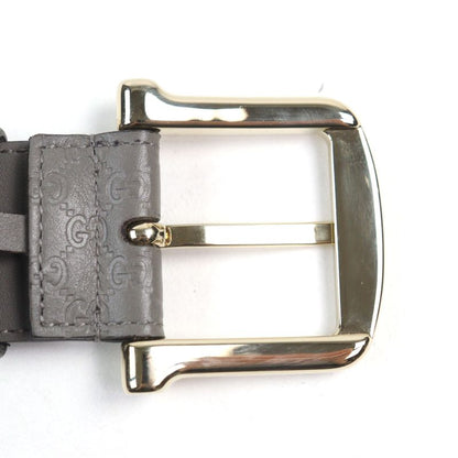 Gucci 281548 Leather Micro Guccissima Logo Engraved Belt Gray Gold Hardware