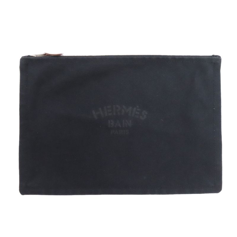 Hermes Logo Accessory Pouch Cotton Ladies