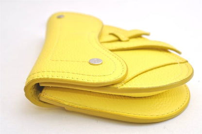 Christian DIOR Vintage Saddle Pouch Wallet Leather Yellow CD 3224n