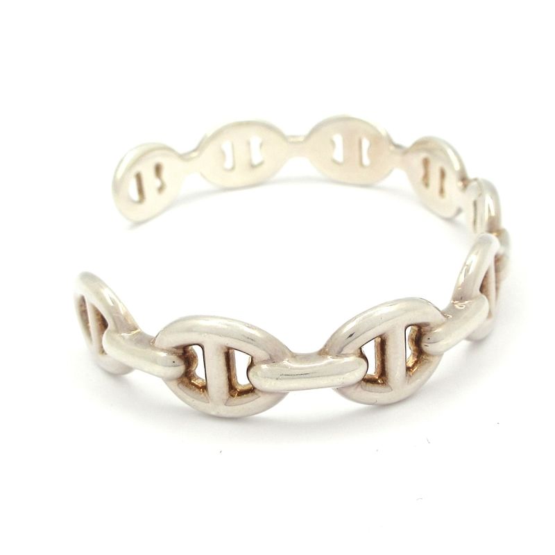 Hermes Bangle Chaine D'ancre Anchene Silver Size: SH