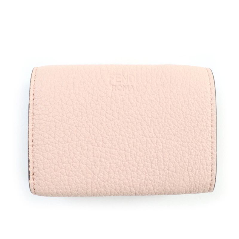 Fendi 8m0426 Selleria Pekaboo Leather Compact Wallet Trifold Wallet Pink