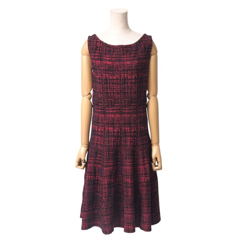 Prada Dress Size 40S Sleeveless Knit Jersey Allover Midi Flare Made In Italy