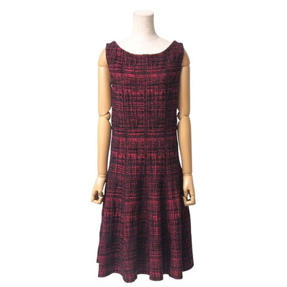 Prada Dress Size 40S Sleeveless Knit Jersey Allover Midi Flare Made In Italy