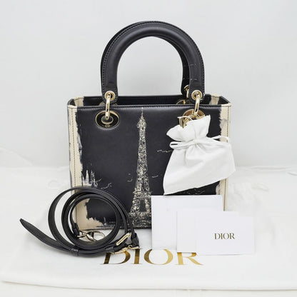 Lady dior Handbag Shoulder - Eiffel Tower 2024 Fall Collection Black