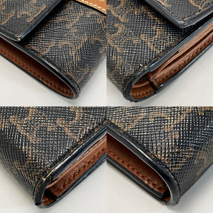 Celine Triomphe Brown Trifold Wallet Women's Gold Hardware