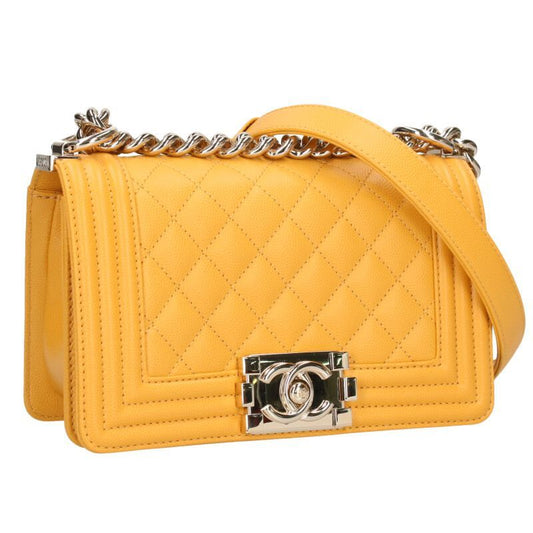 Chanel Boy Chanel Caviar Skin Chain Leather Shoulder Bag Men's