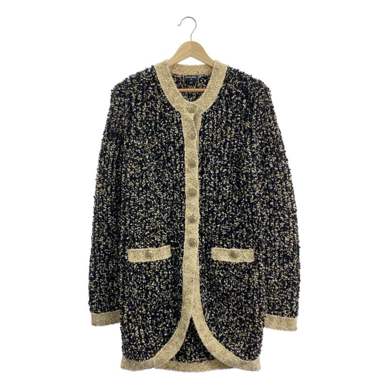 [chanel | 2019aw | Wool Silk Blend Tweed Knit Long Cardigan | 34 | Black Gold