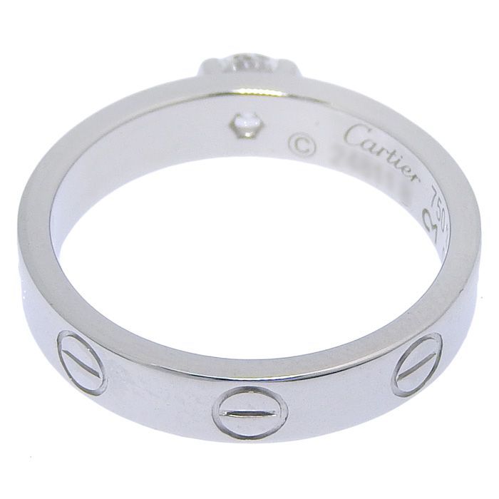 Cartier Mini Love Solitaire Diamond Ring 18K White Gold 750 White Gold Diamond