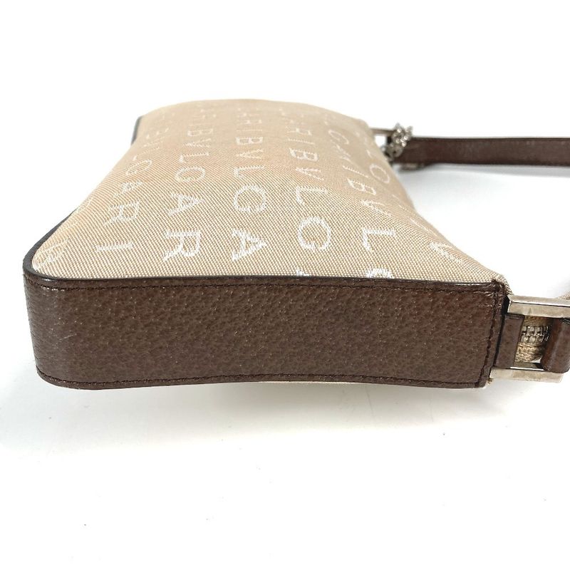 Bvlgari Shoulder Bag Logomania Logo Leather / Canvas Beige