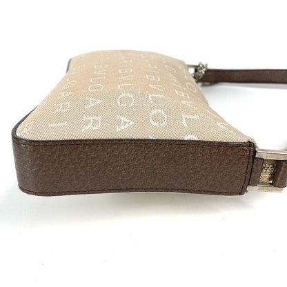 Bvlgari Shoulder Bag Logomania Logo Leather / Canvas Beige