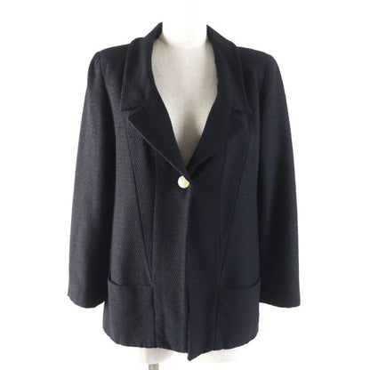 CHANEL Vintage 99P P12650 Wool Jacket With Coco Mark Buttons Black 36 Made In