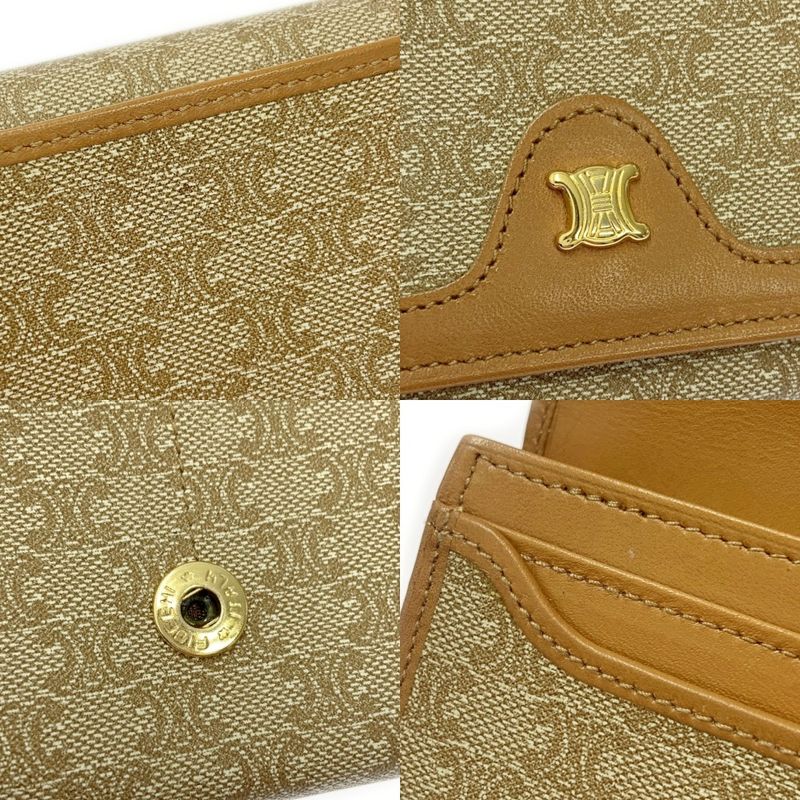 Celine PVC Leather Macadam Clasp Long Wallet Women Beige 366967 Long Wallet