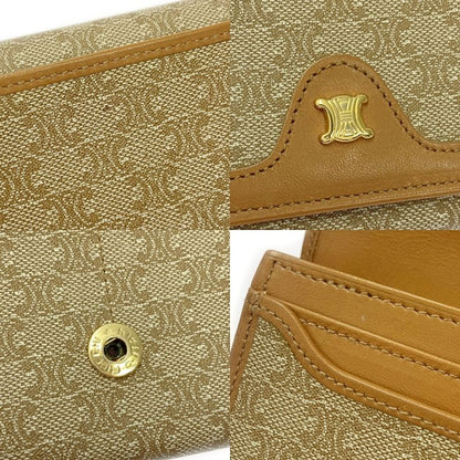 Celine PVC Leather Macadam Clasp Long Wallet Women Beige 366967 Long Wallet