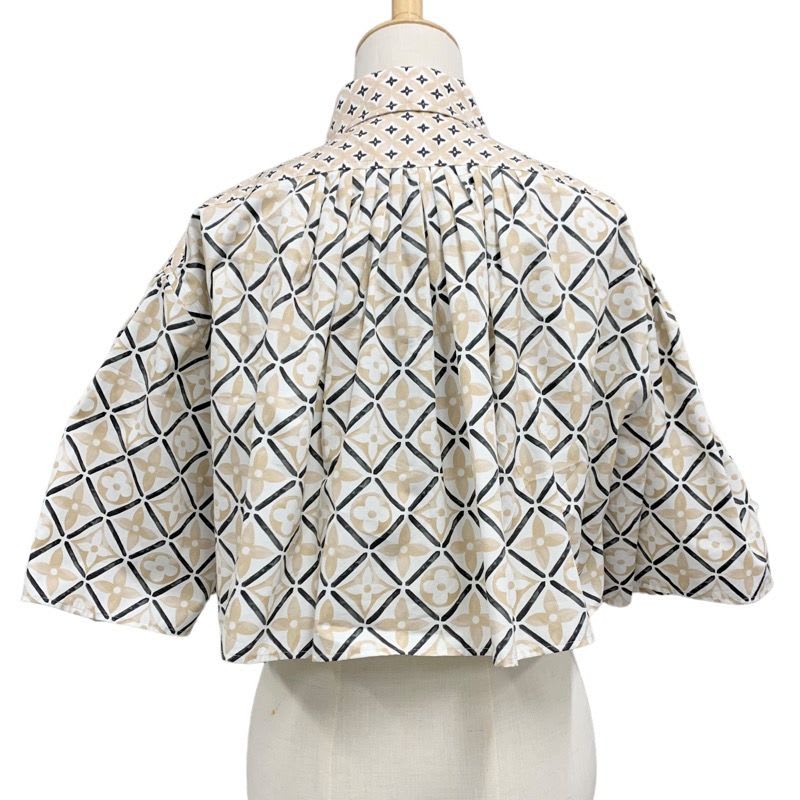 Louis Vuitton By The Pool Blouse Shirt Cotton Beige Monogram Cape