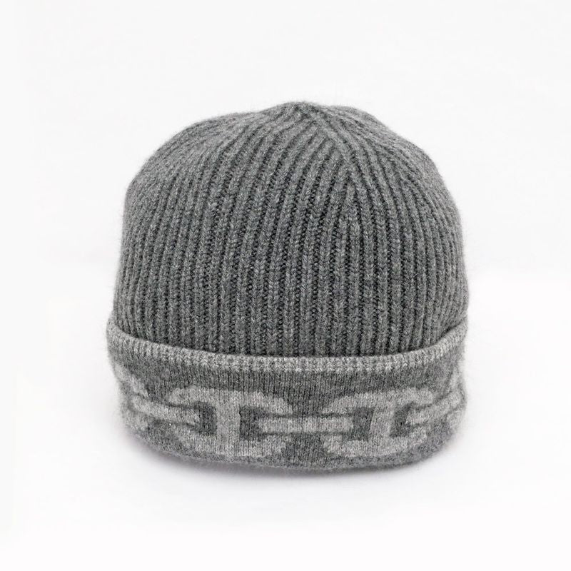 Hermes Knit Cap Heaven Charbon Flannel Gray - L Size Cashmere Hat Knit