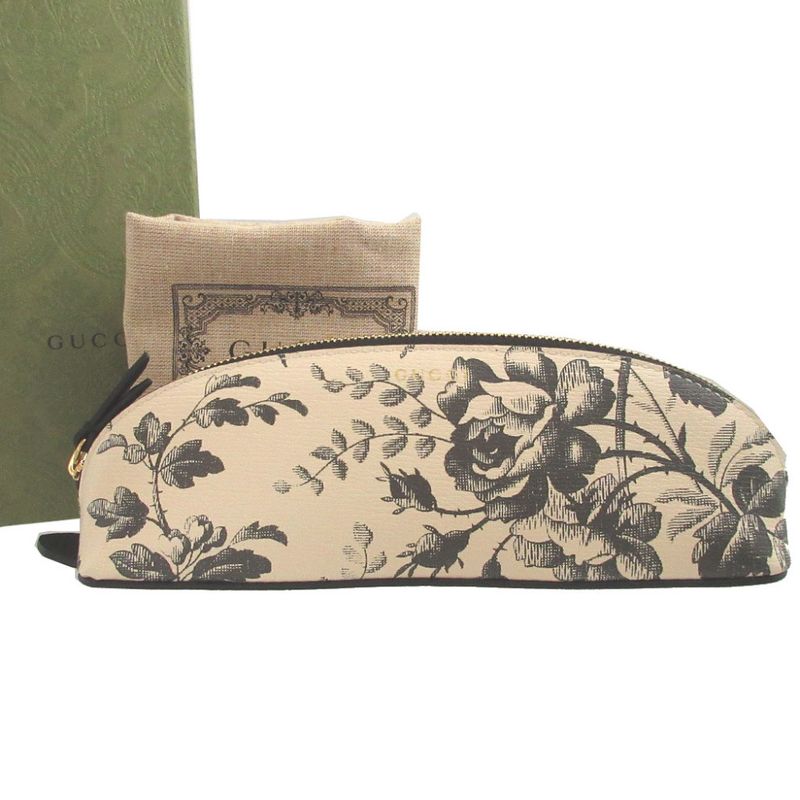 Gucci 662130 Herbarium Leather Beige Black Pen Case 1482 Gucci