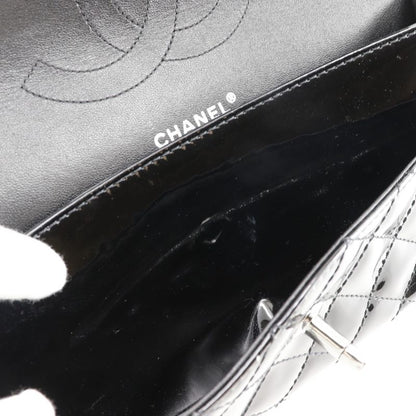 Chanel Chain Shoulder Matelasse Double Flap Patent Leather Black Women's
