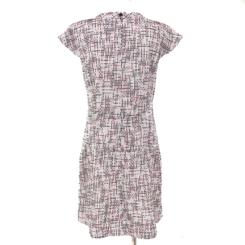 CHANEL P50967 Cotton Coco Mark Button French Sleeve Tweed Dress Ivory Black Red