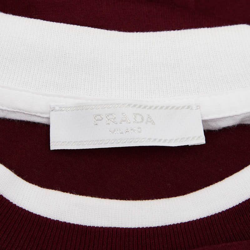 Prada 25SS Triangle Logo Short Sleeve T-shirt Size: S Ujn912 Bordeaux Wine Red