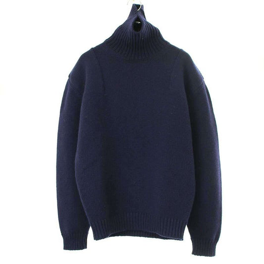 Prada Shetland Turtleneck Wool Knit Sweater Navy 48