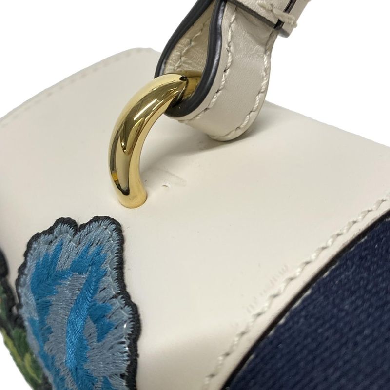 Gucci Handbag Sylvie 431665 White And Multi Embroidery/flowers Leather