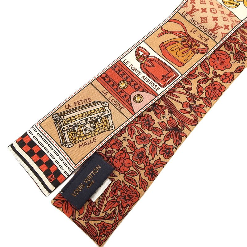 Louis Vuitton Bandeau BB Joudreux M70856 Silk Brown/red Rt0138 Women's Scarf