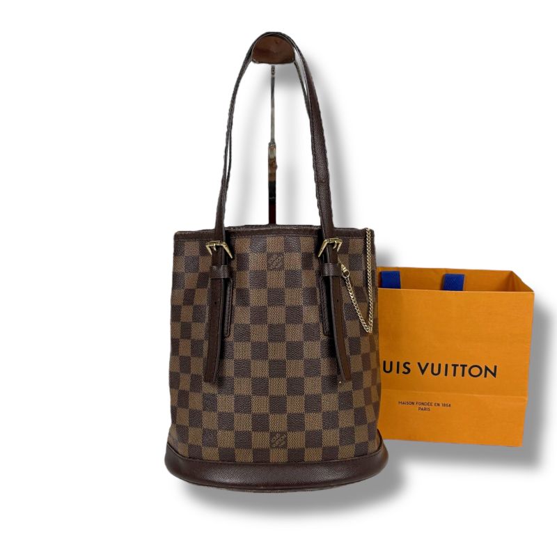 Louis Vuitton Petit Baguette Marais Mini Tote Bag Damier Leather Brown Shoulder