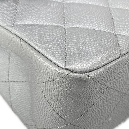 Chanel Shoulder Bag Double Flap Matelasse A01113 Metallic Gray Metal Serial