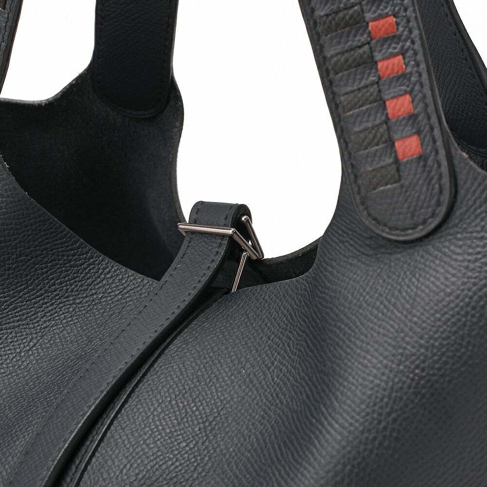 Hermes Handbag Picotin Lock MM Epson Blue De Prusse Blue De Prusse (silver